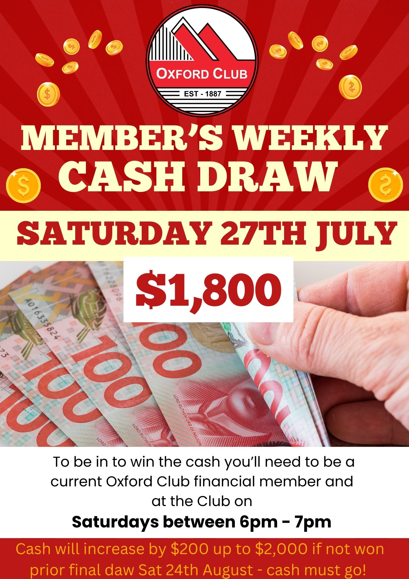 27 July Cash Draw Weekly 