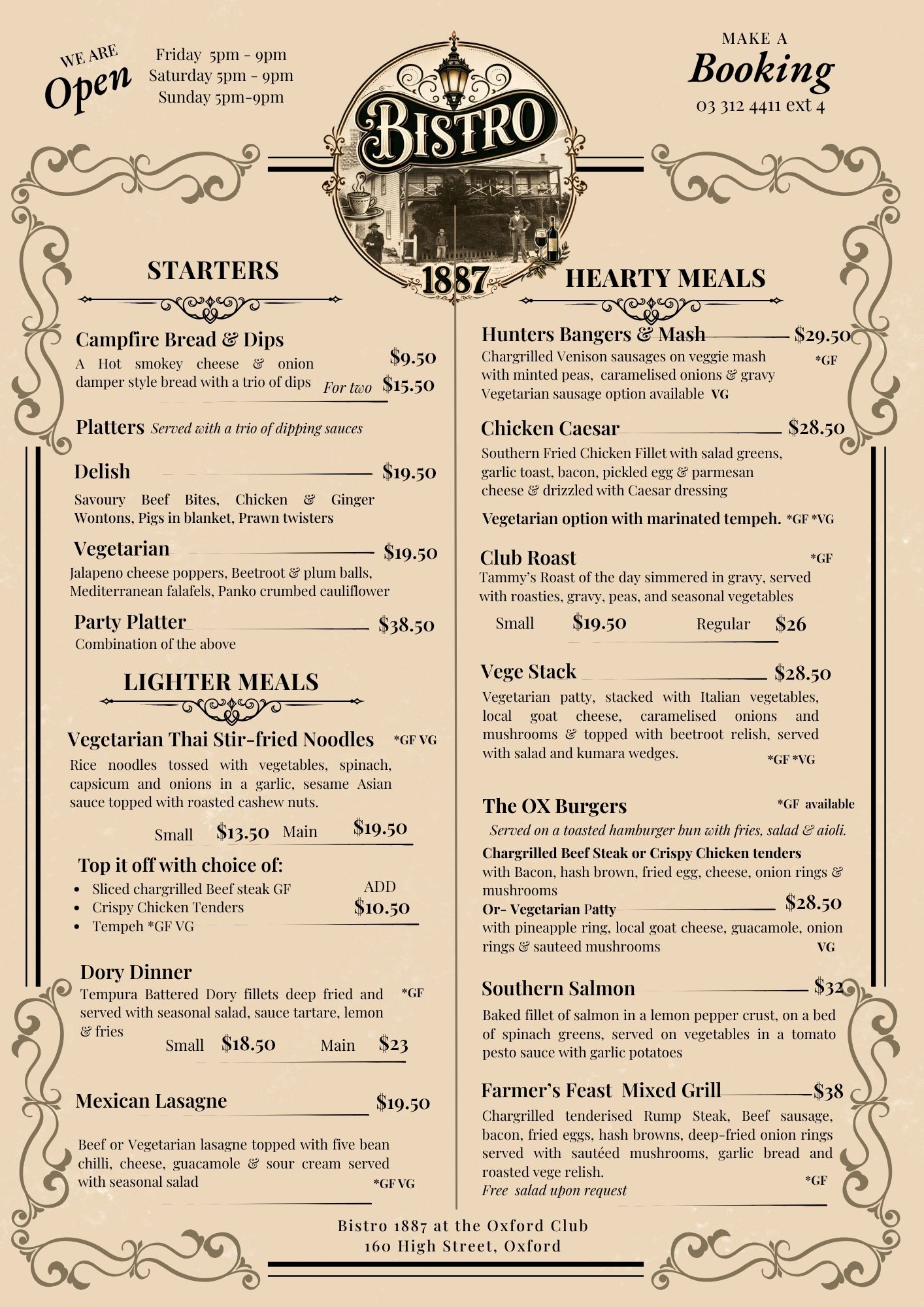 Bistro 1887 page 1 menu