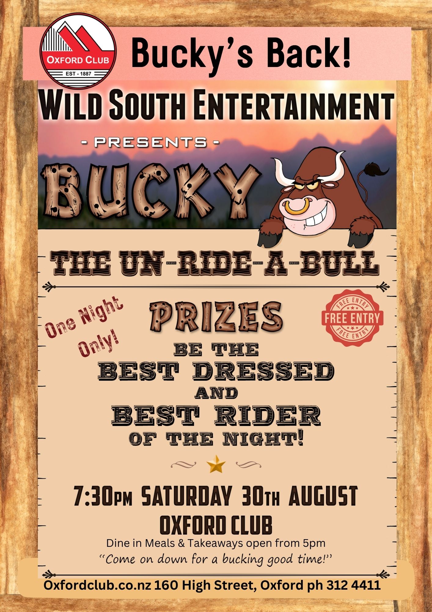 Bucky Show Sat 30th Aug 25