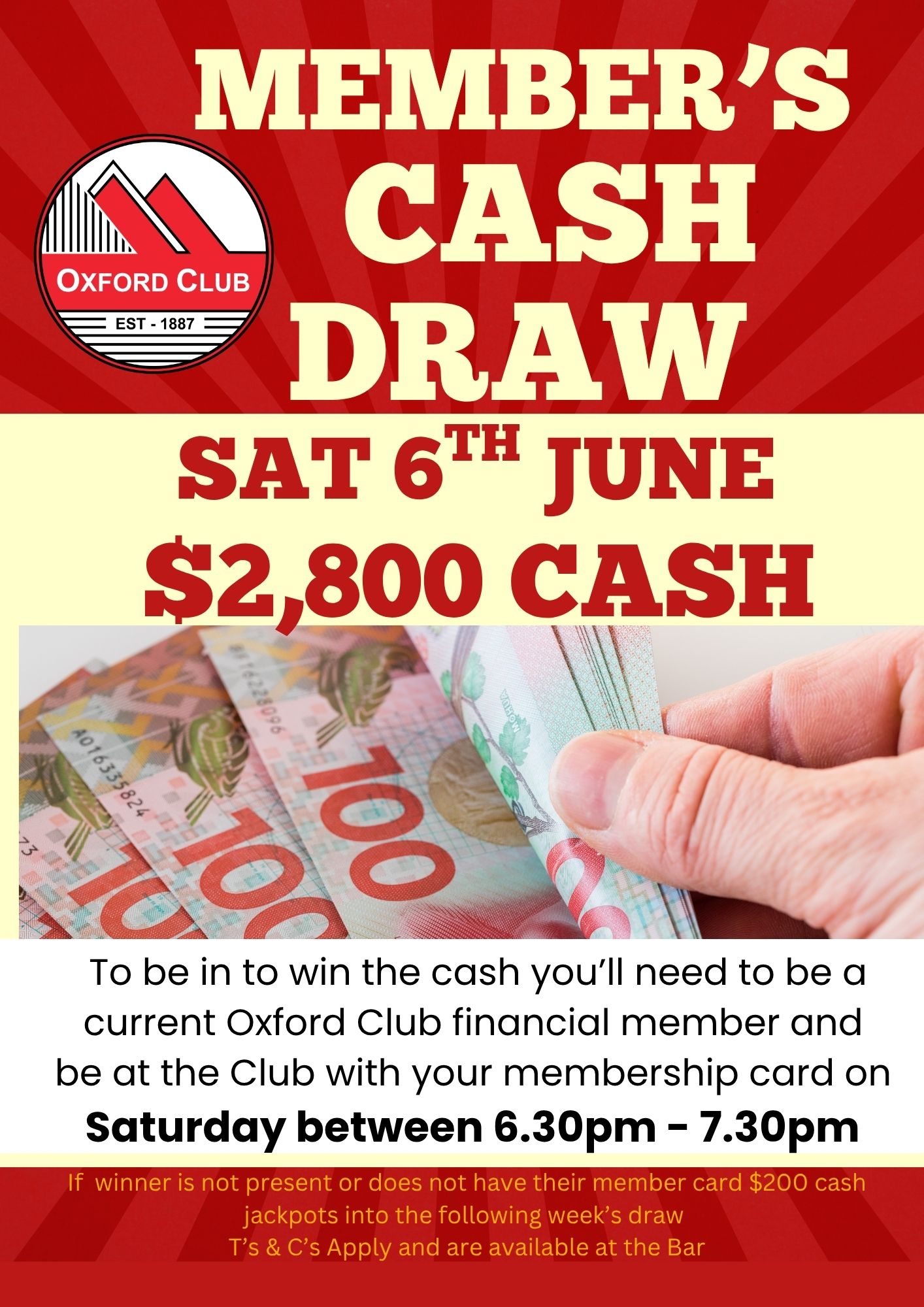 Cash Draw Sat 6th June 26