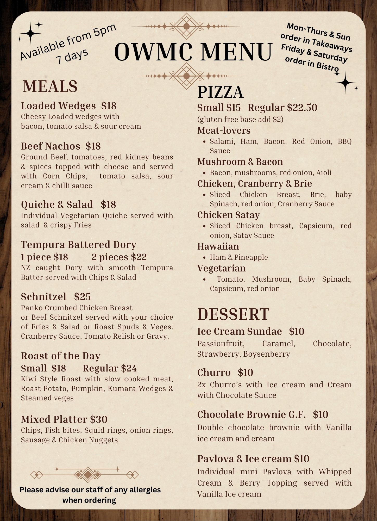 Dine in Meals Nov 25