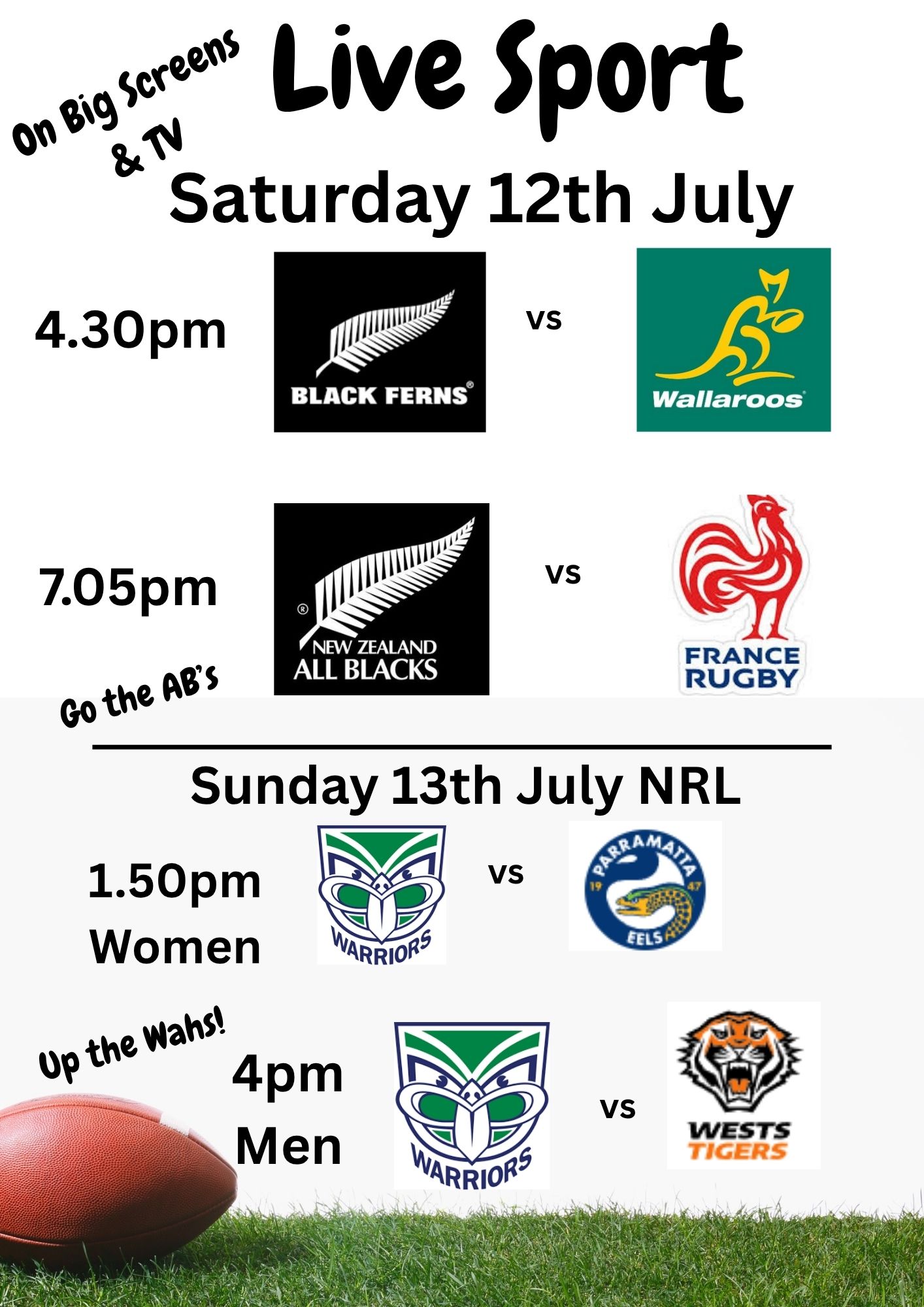 Live Sport Sat 12th Sun 13th July