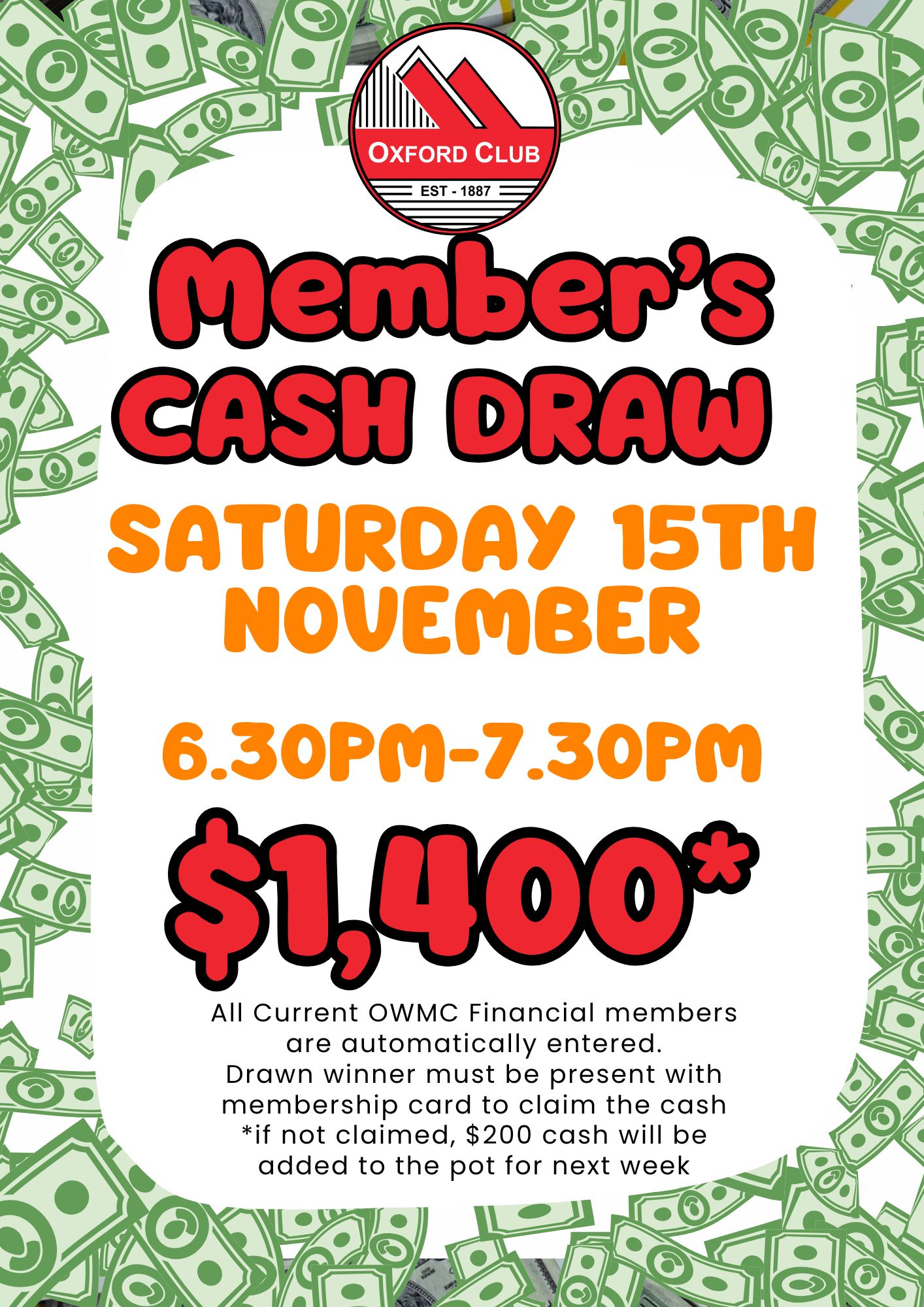 Members CASH DRAW 15th Nov jpg