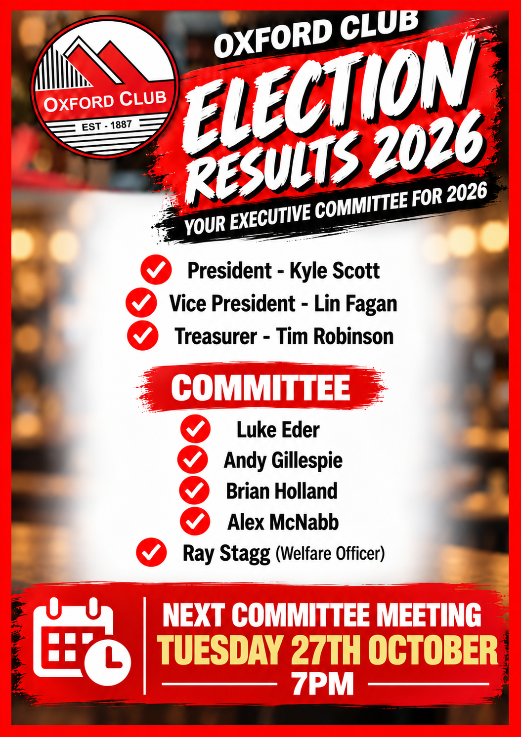 Oxford Club election results poster