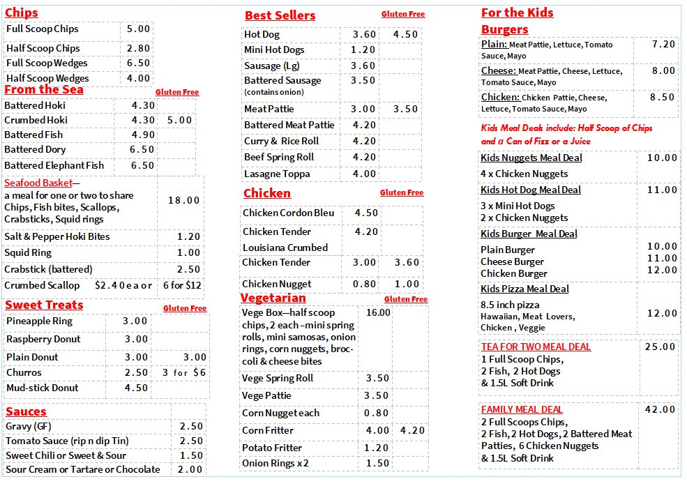Takeaways menu pg 1
