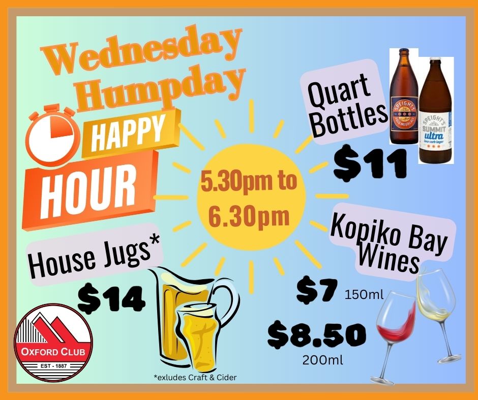 Wednesday Happy Hour 530 630pm